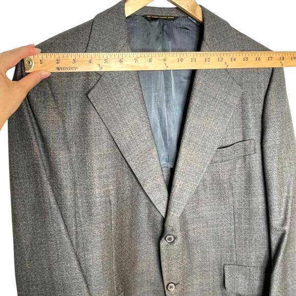Hart Schaffner Marx 42R Silver Trumpeter LUXURY Blazer Gray Plaid Wool Jacket - Picture 9 of 11